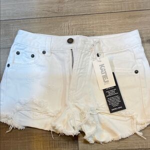 Ksubi Women's Off-White Distressed Jean Shorts